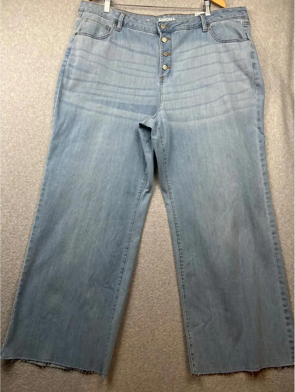 Sonoma Wide Leg High Rise Jeans Womens Plus Size 20 Relaxed Raw Hem Button Fly